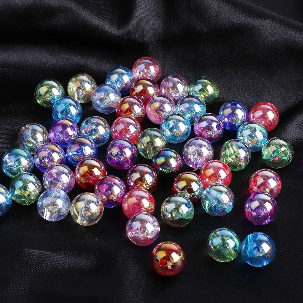 Set 50 / 100 / 200 Hạt Xâu Chuỗi Bằng Acrylic Trong Suốt Đầy Màu Sắc 6 / 8 / 10mm Làm Trang Sức DIY
