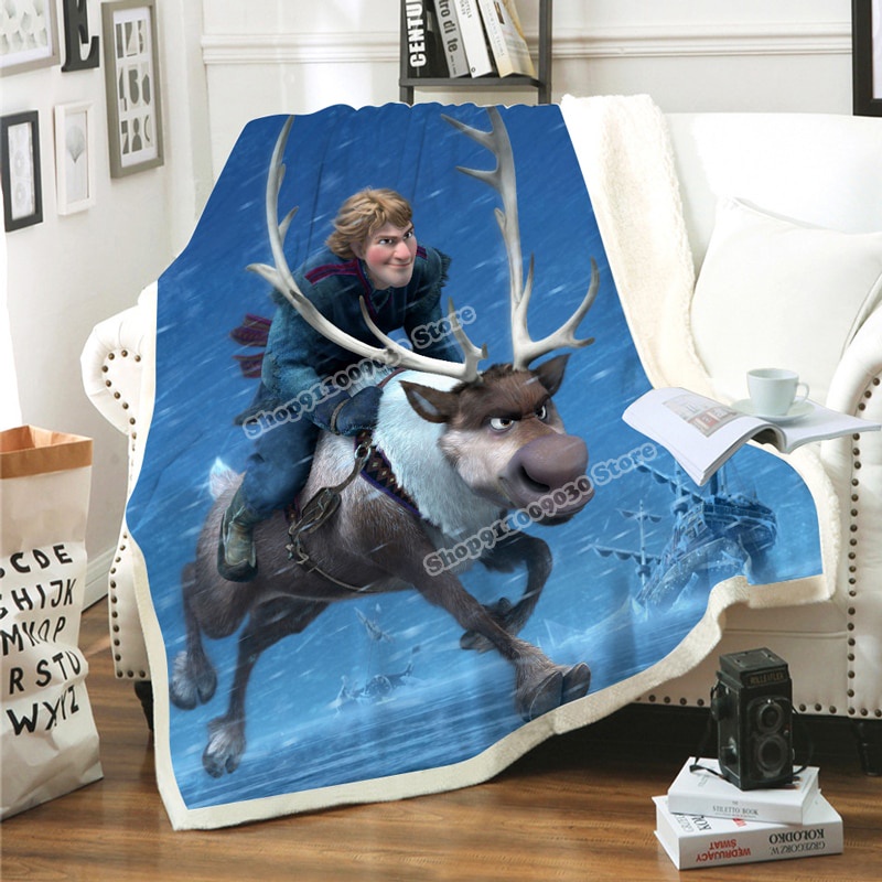 Disney frozen elsa chăn ấm áp cho trẻ em bộ đồ giường sofa phim hoạt hình quà tặng len bông