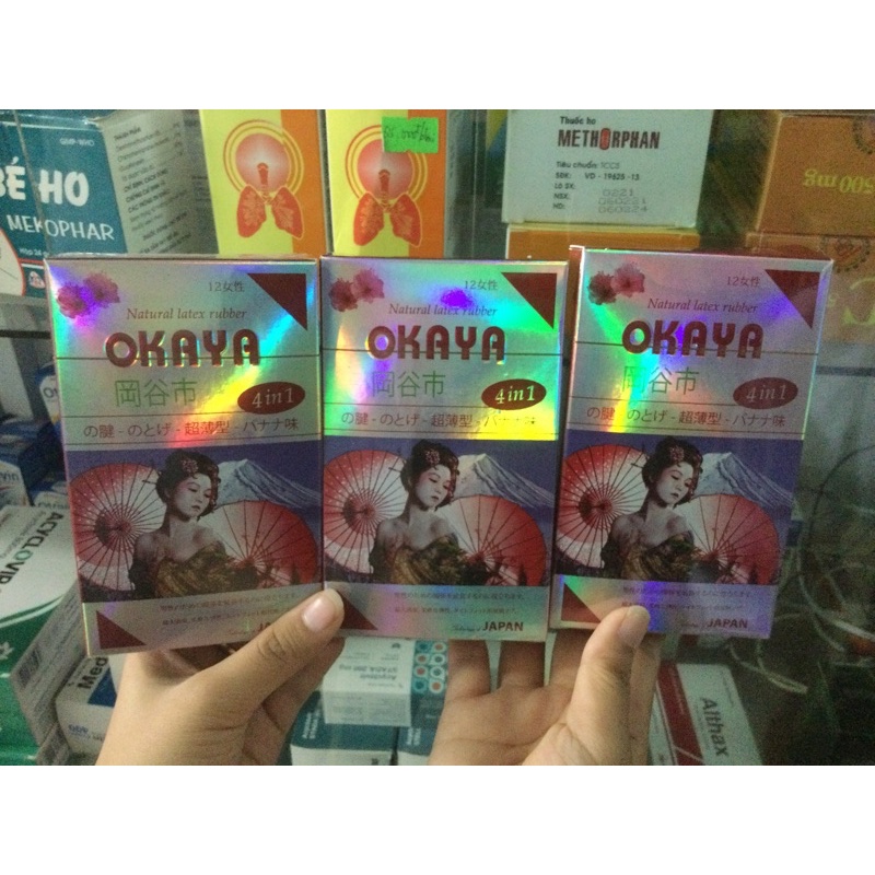 bao cao su okaya bao gân gai kéo dài thời gian, hộp 12 cái .chân thực từng chuyển động nhằm kích thích hưng phấn nữ giới