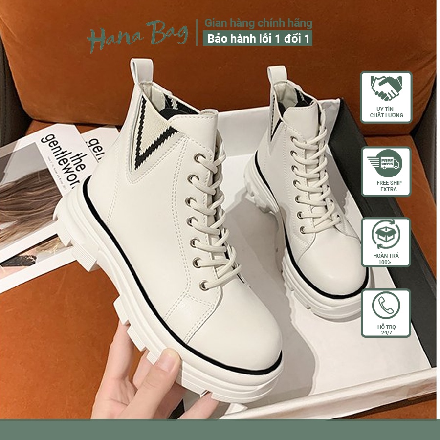 Giày bốt nữ cao cổ Loại 1, có thun 2 bê dễ dàng đi lại có đế cao 3cm