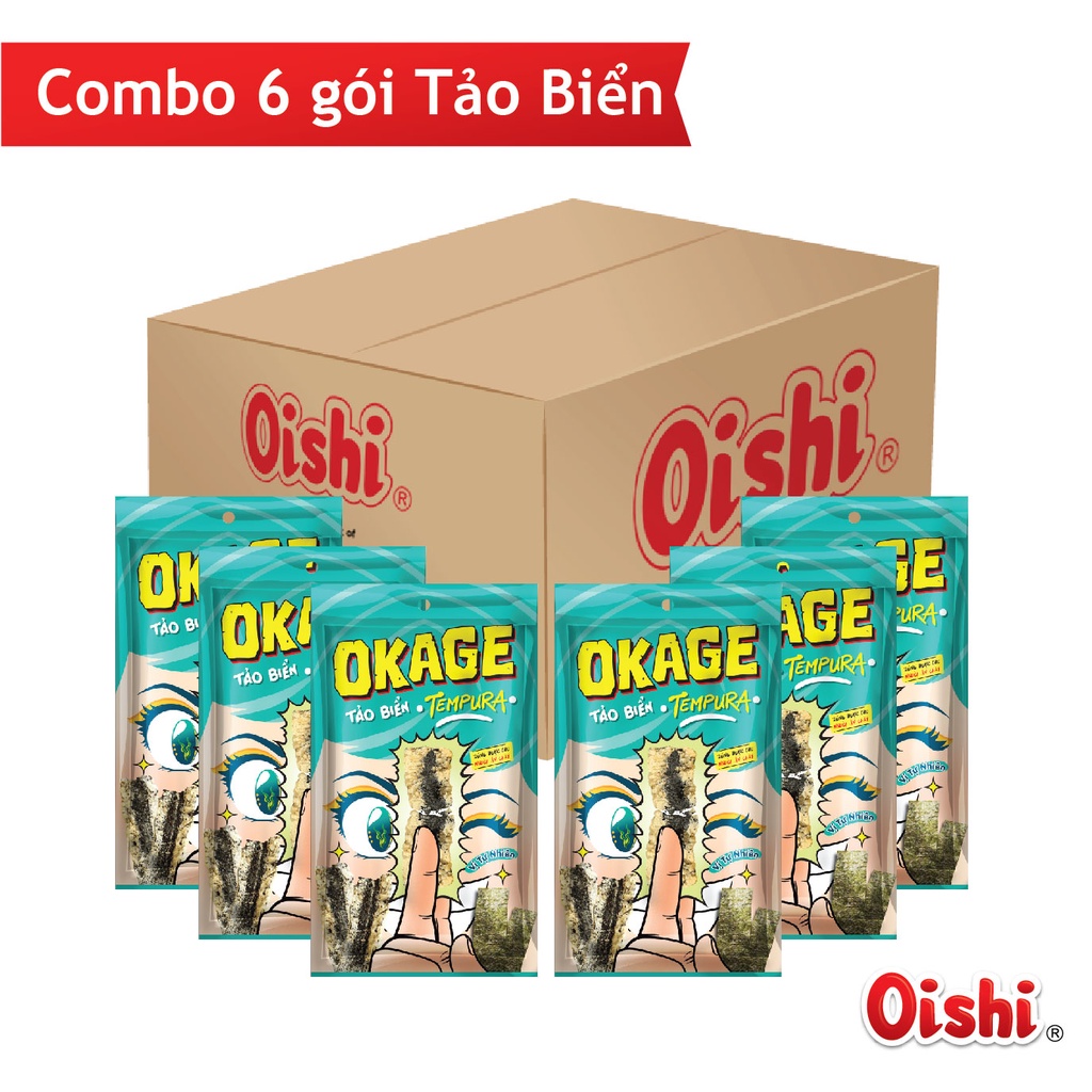 Combo 6 gói Oishi Tảo Biển Tempura Okage Vị Tự Nhiên (22gr/ gói)