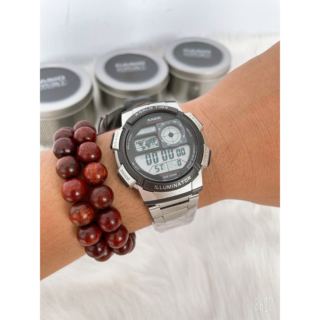 Đồng Hồ Điện Tử Nam 💖𝑭𝑹𝑬𝑬𝑺𝑯𝑰𝑷💖 Đồng Hồ Đeo Tay Casio AE 1000 Mặt Tròn, Dây Thép Không Gỉ | BigBuy360 - bigbuy360.vn