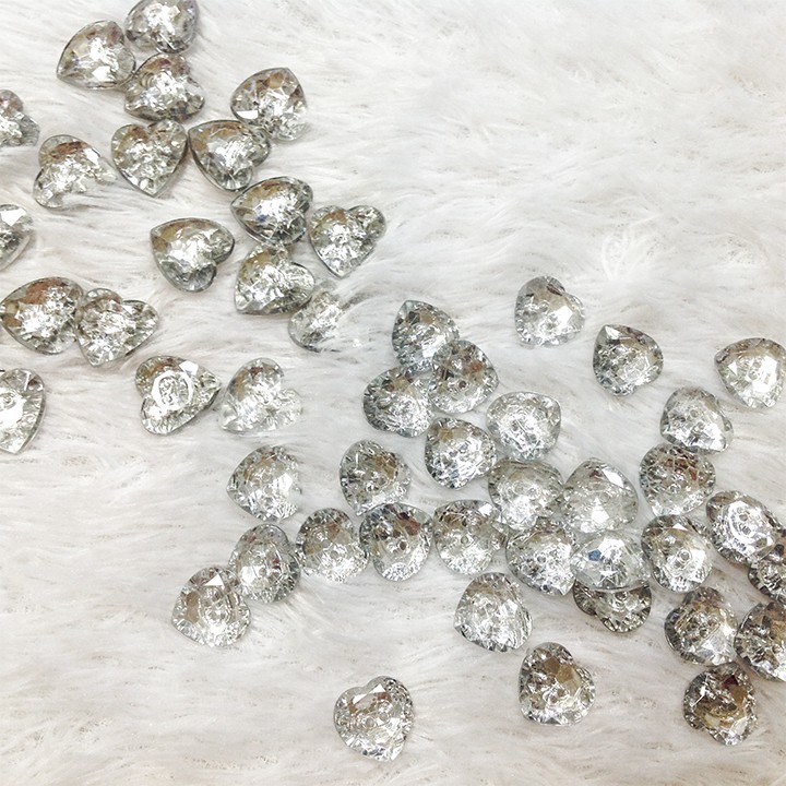 Cúc áo trái tim nút khuy ánh bạc pha lê size 1.5CM lấp lánh siêu đẹp