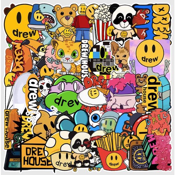 Set 50 decan sticker hình dán bình trà sữa, bình nước, điện thoại, mũ bảo hiểm, laptop chống nước