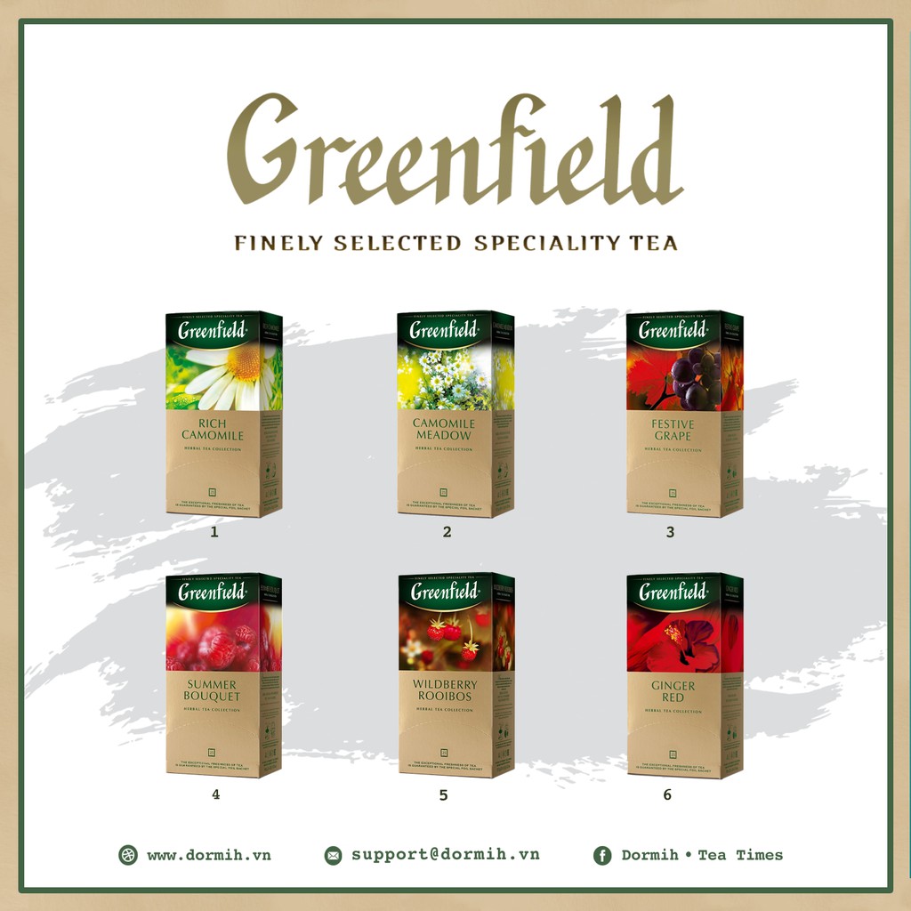 Greenfield Green Flavoured & Herbal Tea - BST Trà xanh & trà thảo mộc