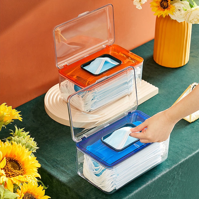 Hộp Đựng Khẩu Trang Trong Suốt Sức Chứa Lớn Chống Bụi Tiện Dụng