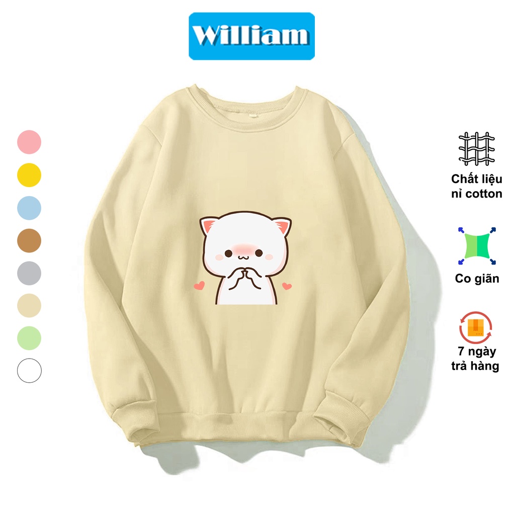 Áo sweater nam nữ hình Mèo dễ thương chất nỉ bông dày dặn, in Pet cao cấp William - DS219