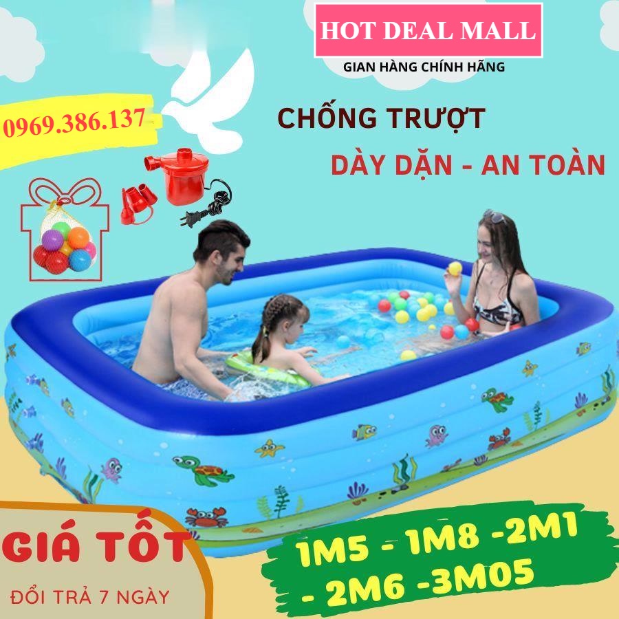 [TẶNG BƠM ĐIỆN+BÓNG] BỂ BƠI BỐN MÙA, BỂ BƠI, HỒ BƠI cho bé 3 tầng loại 2M6, 2m1 và 1m8,1M5, bể bơi CHO BÉ, LOẠI XỊN