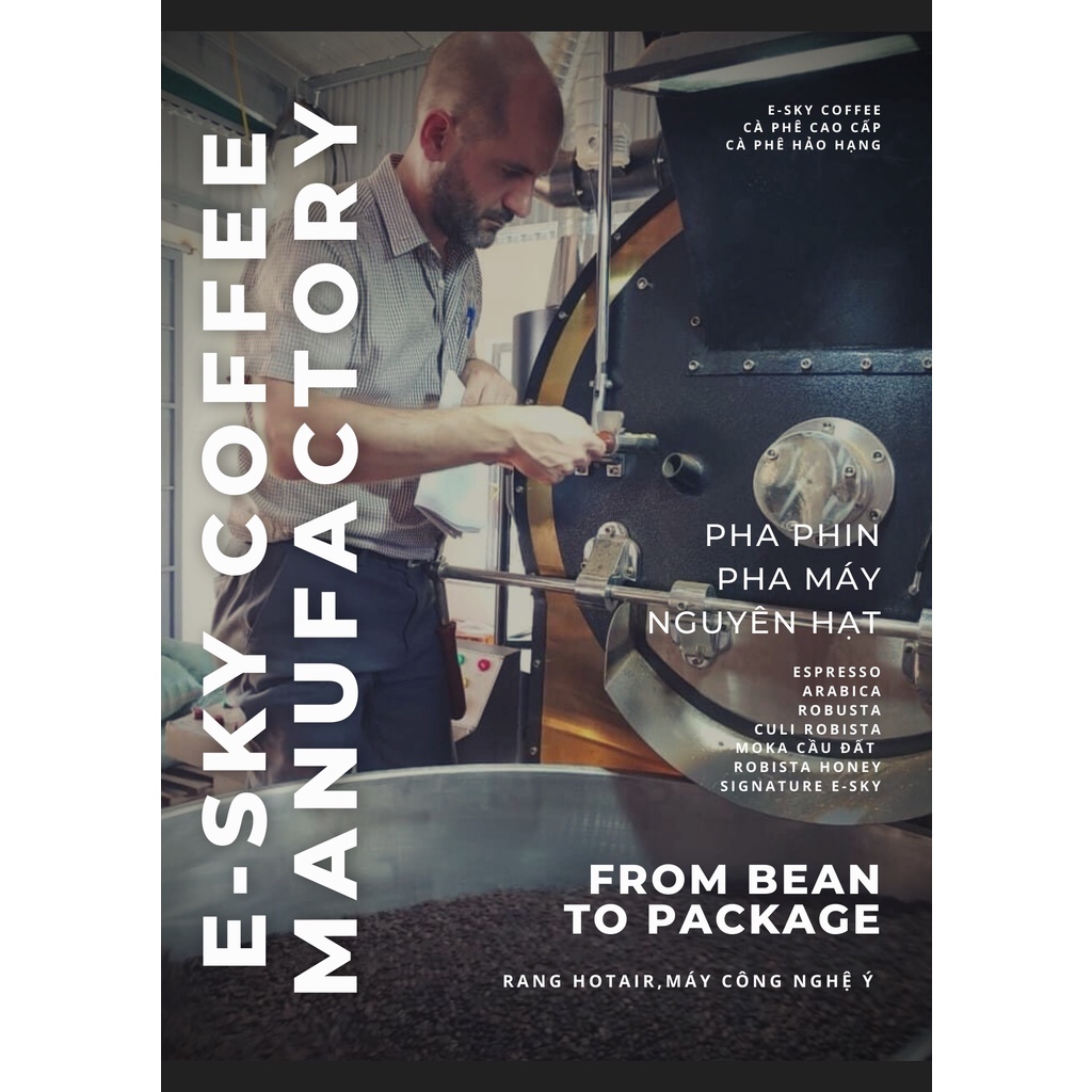 Cà phê Robusta nguyên chất 100% của E-SKY Coffee vị đắng đậm pha phin pha máy cold brew 250g | BigBuy360 - bigbuy360.vn