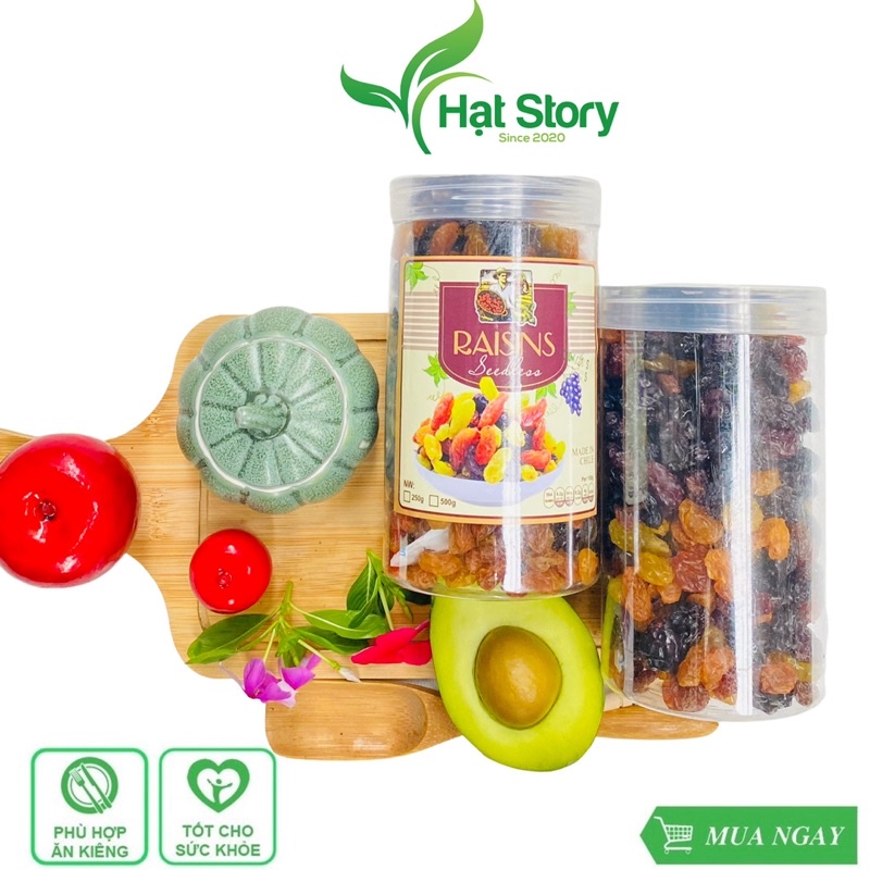 500Gr Nho Sấy Dẻo 3 Màu Chile Thơm, Ngon, Đóng Hộp.