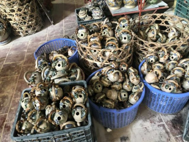 Bình vôi men rạn lá trầu quả cau