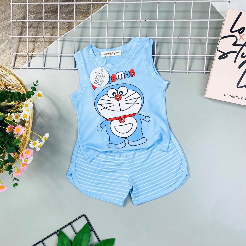 Bộ quần áo ba lỗ sát nách cho bé trai bé gái thun lạnh, quần kẻ sọc ngang. Bé 9-32kg MBBL17 Shop-Mẹ-Rùa