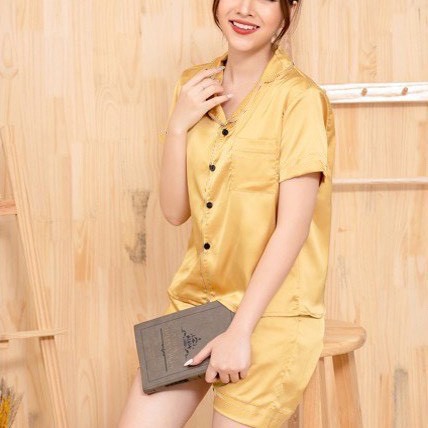 Đồ ngủ nữ LULA BOUTIQUE lụa cộc tay, Bộ pijama lụa nữ mùa hè | BigBuy360 - bigbuy360.vn