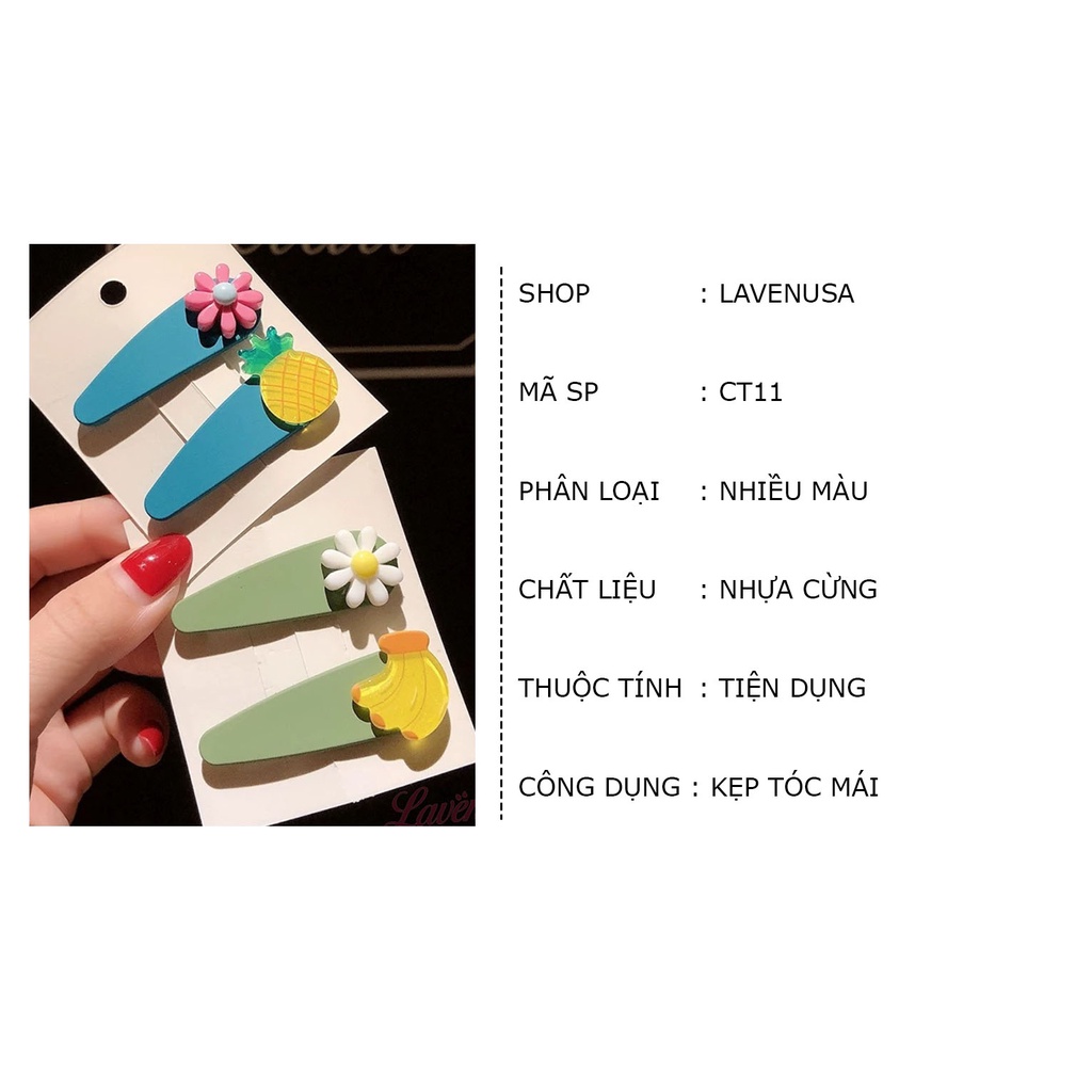Kẹp tóc mái cặp mái hình hoa quả dễ thương đáng yêu set 2 cái LAVENUSA CT11