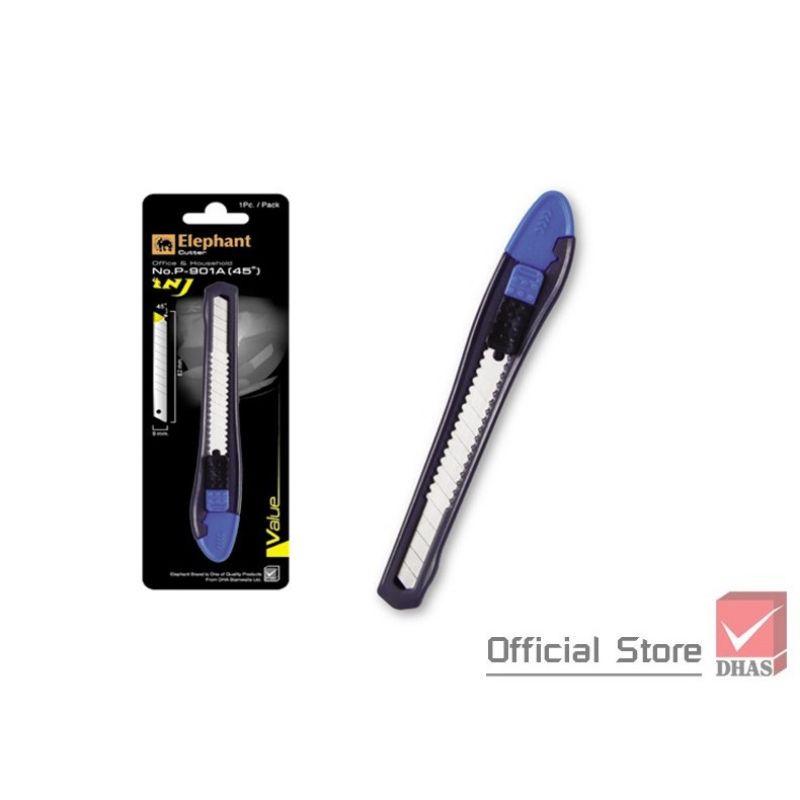 Dao rọc giấy kim loại Elephant P-901A 45 độ, sử dụng lưỡi dao 9MM