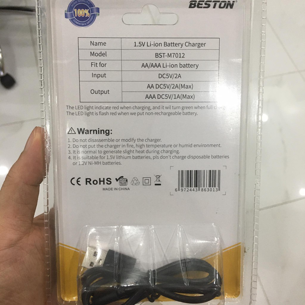 Bộ sạc pin tiểu 8 cổng 1.5V, pin sạc AA AAA BESTON 1.5V chính hãng pin lithium hàng cao cấp