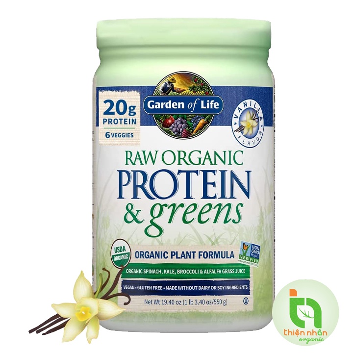 Bột Raw Organic Protein &amp; Greens Garden of Life