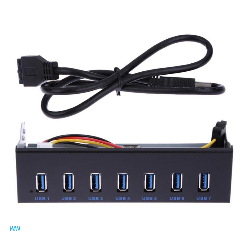 Hub Ổ Đĩa Phía Trước 5 Cổng 5.25" USB 3.0 19 Pin Màu Đen Cho PC Máy Tính Sạc Nhanh Với 7 Cổng