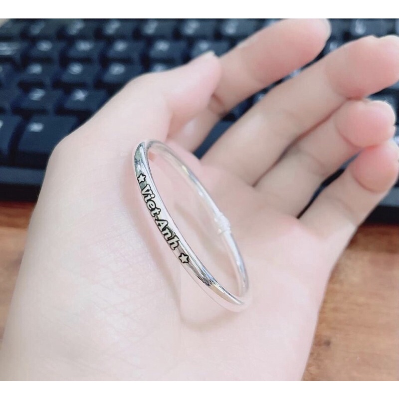 VÒNG TAY TRÒN KHẮC TÊN CHO BÉ- VÒNG BẠC KHẮC THEO YÊU CẦU THÂN TRÒN TRƠN