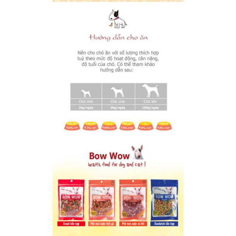 Phô mai cho chó thịt cừu Bowwow 100g, thức ăn snack thưởng tăng cân cún lớn nhỏ mẹ bầu Con Mèo Xiêm
