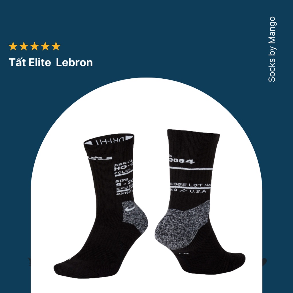 Tất Elite Lebron đen/trắng