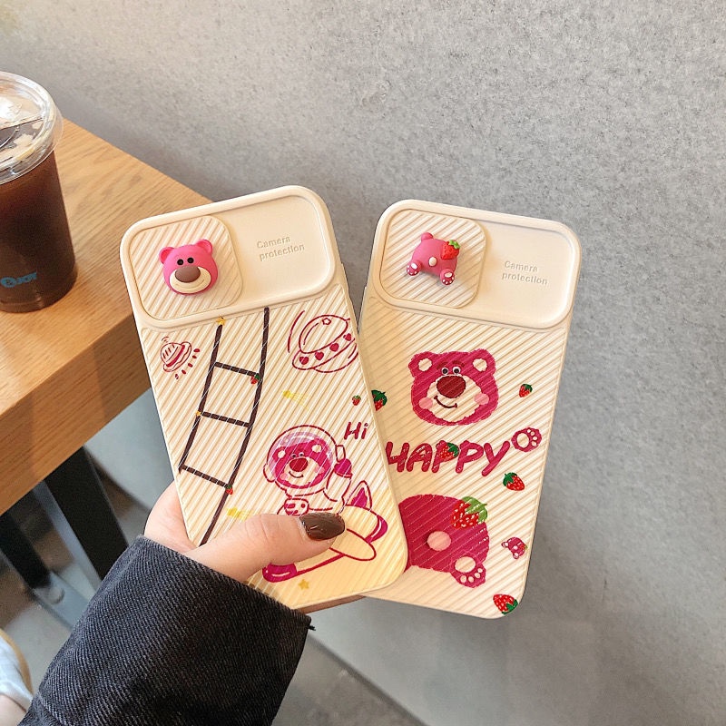 Ốp điện thoại silicon in gấu/ trái dâu nhỏ xinh thích hợp cho iPhone 11 Pro Max X Xr Xs Max 7 8 Plus Se 2020 12 pro max