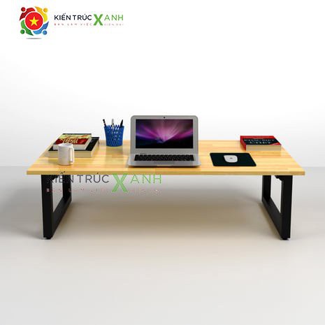 Bàn gấp bệt chân chữ U (R50*D100*C35cm), bàn học, bàn ăn mặt gỗ cao su tự nhiên 100% dày 18mm