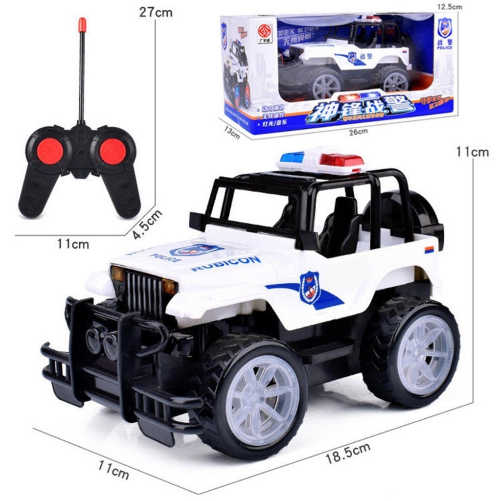 Ô tô điều khiển từ xa địa hình tốc độ cao giá rẻ mini 4 chiều có đèn và nhạc, ô tô cảnh sát đồ chơi cho bé BOBIKIDS OT01