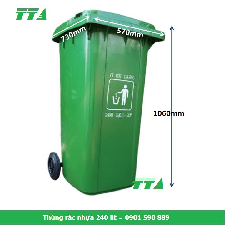 Thùng rác nhựa HDPE 240 lít có bánh xe