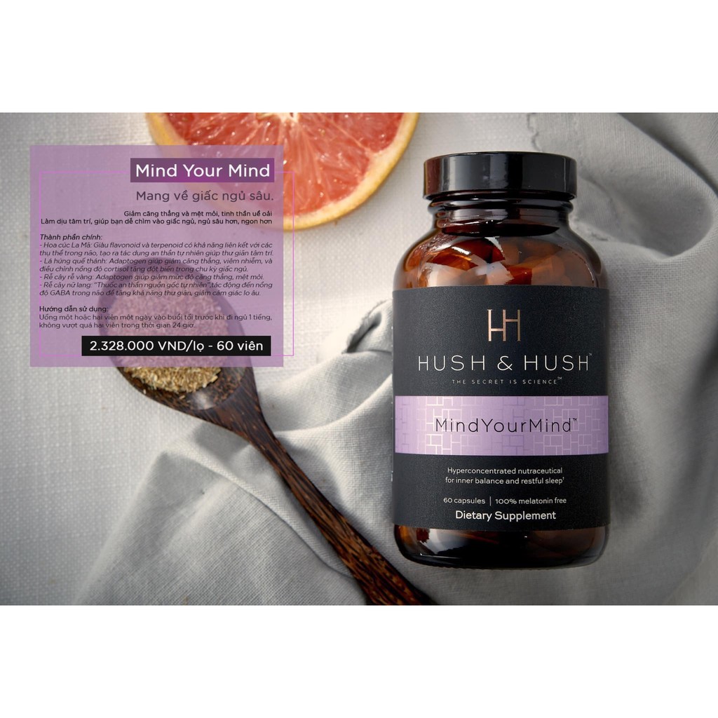 [CÓ TEM CHÍNH HÃNG] Viên Uống Giảm Stress, Cải Thiện Mất Ngủ Image Hush & Hush Mind Your Mind | Thế Giới Skin Care