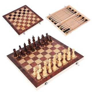 1 Bộ 3 loại cờ (Cờ Vua,Cờ Đam ,Cờ backgammon) Bằng Gỗ Kèm Hộp Đựng Kiêm Bàn Cờ