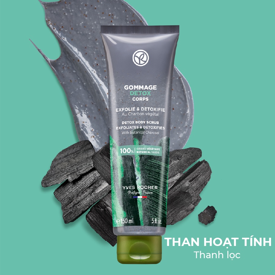 [CHÍNH HÃNG] Tẩy Tế Bào Chết Toàn Thân Than Hoạt Tính Yves Rocher Charcoal Detox Body Scrub 150ml Pháp