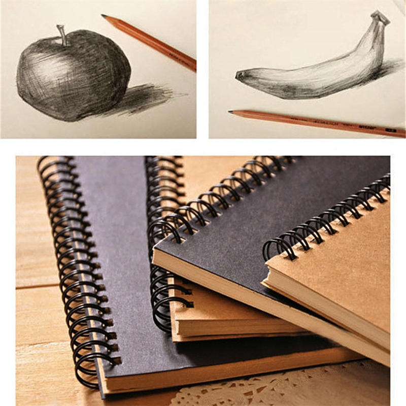 ST❀ Reeves Retro Spiral Bound Coil Sketch Book Blank Notebook Kraft Sketching Paper