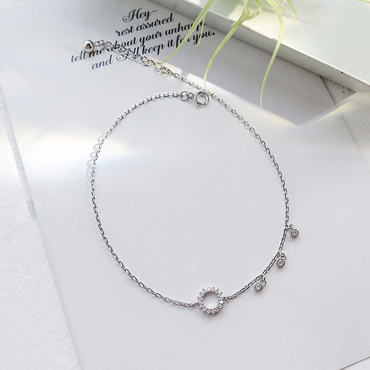 Lắc chân mạ bạc đính đá thời trang thanh lịch dành cho nữ | BigBuy360 - bigbuy360.vn