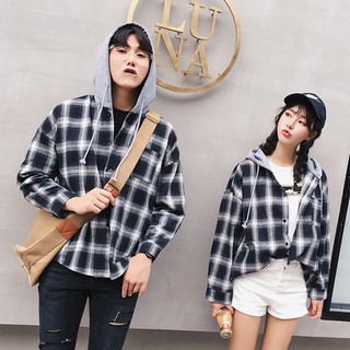 Áo FLANNEL CARO | Áo khoác caro phối nón xám | Áo sọc caro liền mũ
