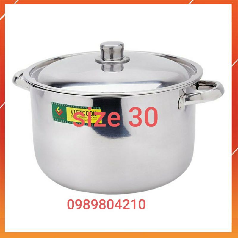 Nồi luộc gà nồi inox 30 cm,nồi inox đun từ,nồi to luộc gà,Nồi inox 12 lit Vietcook CHÍNH HÃNG