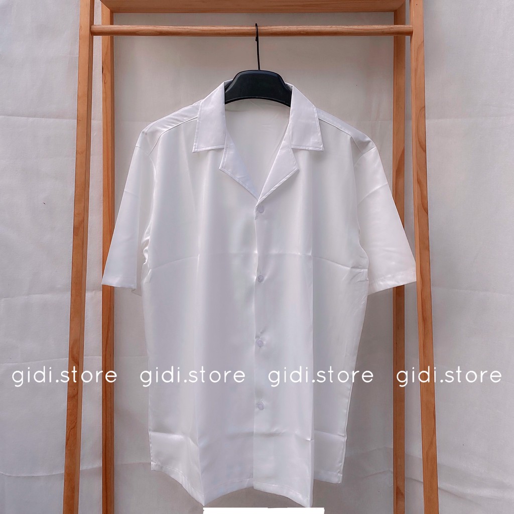 Áo sơ mi cổ VEST tay lỡ Nam Nữ Unisex  vải lụa form rộng không nhăn