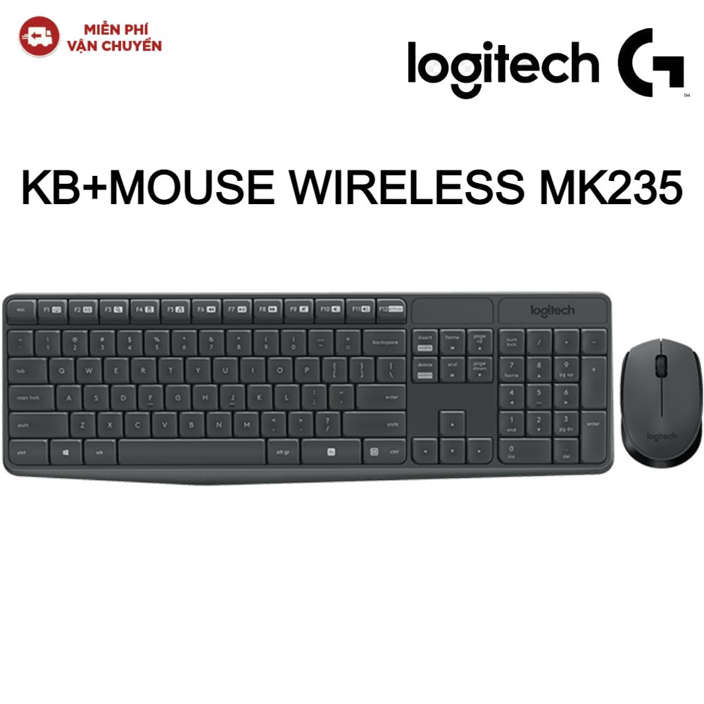 Bộ bàn phím chuột không dây Logitech MK235 - Hàng chính hãng new 100%