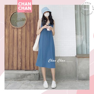 Váy suông hai dây bản to cổ vuông, chéo lưng full 3 màu freesize