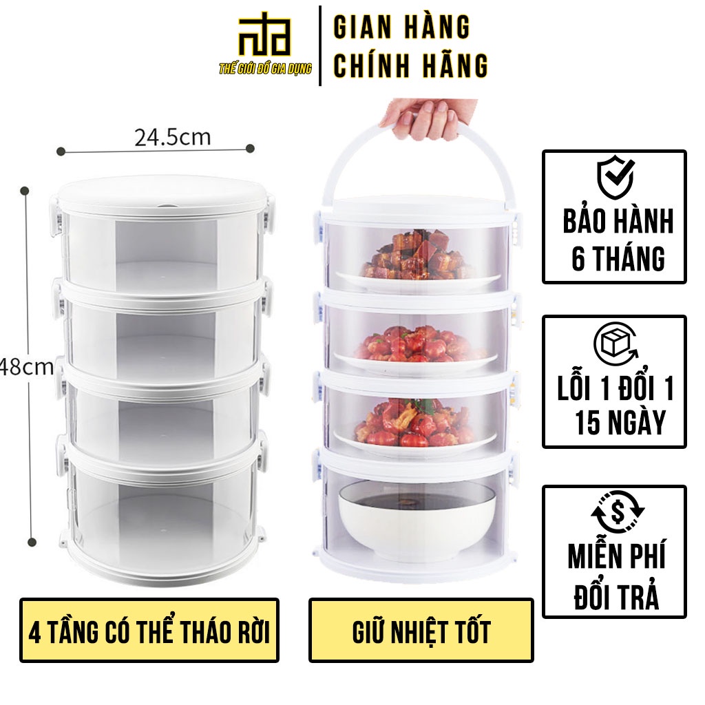 Lồng bàn giữ nhiệt bảo quản thức ăn 4 tầng | NTD thế giới đồ gia dụng