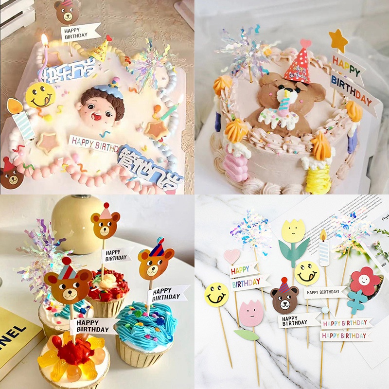 Set 3 / 5 Que Cắm Trang Trí Bánh Sinh Nhật Hình Chữ Happy Birthday Dễ Thương