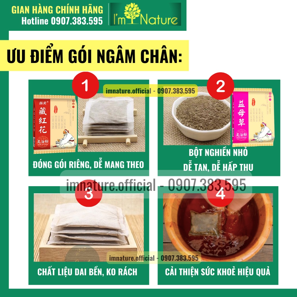 100 Gói Bột Thảo Dược Ngâm Chân Túi Lọc Đông Y - Thải Độc Giảm Đau Nhức - Tê Chân - Giảm Hôi Chân Đủ Vị