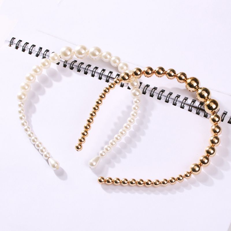 Băng Đô Cài Tóc Đính Hạt Ngọc Trai Giả Lấp Lánh Phong Cách Châu Âu Cổ Điển Dành Cho Cô D