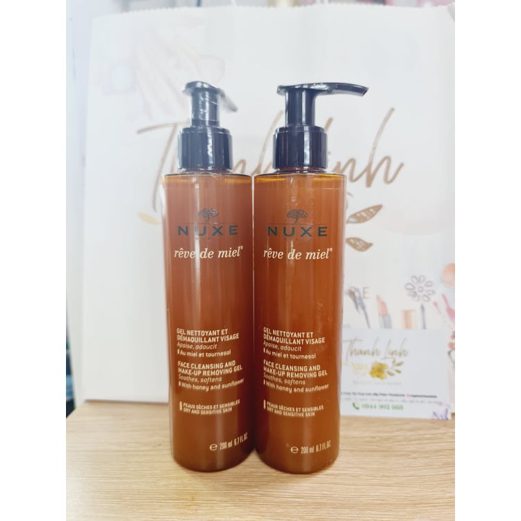 Sữa rửa mặt tinh chất mật ong Nuxe Gel Nettoyant et Demaquillant Visage 200ml làm sạch dịu nhẹ và dưỡng ẩm cho da khô