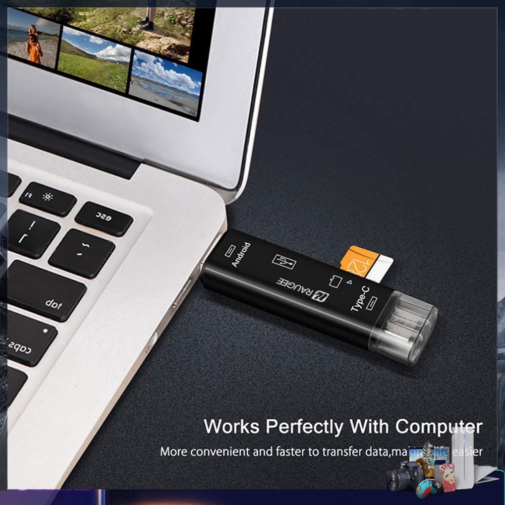 Đầu đọc thẻ nhớ USB OTG 5 trong 1 cho điện thoại laptop