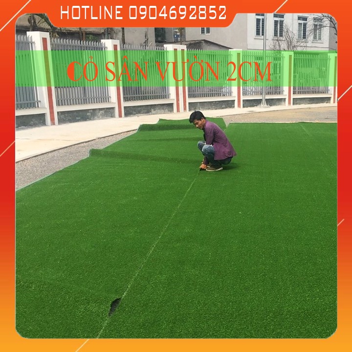 Cỏ Nhân Tạo Loại Cỏ 2cm Loại đế bạt đẹp không có bụi đen giá rẻ