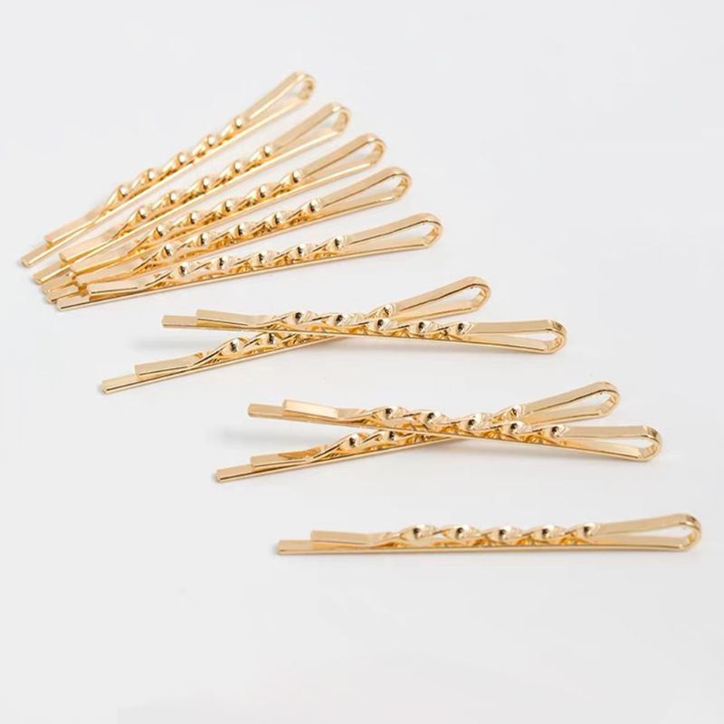 Set 12 Kẹp Tóc Hợp Kim Màu Vàng Đồng Phong Cách Tối Giản Cho Nữ