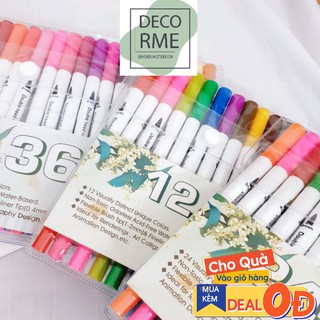 Bút dual brush pen fineliner set 12 24 36 bút calligraphy phụ kiện vpp DecorMe