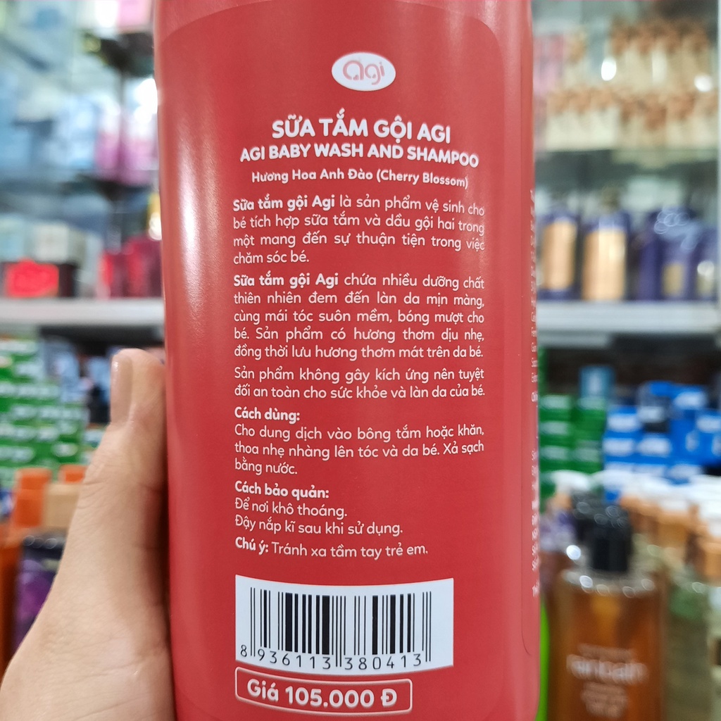 Sữa Tắm Gội AGI 500ml - Hương Hoa Anh Đào