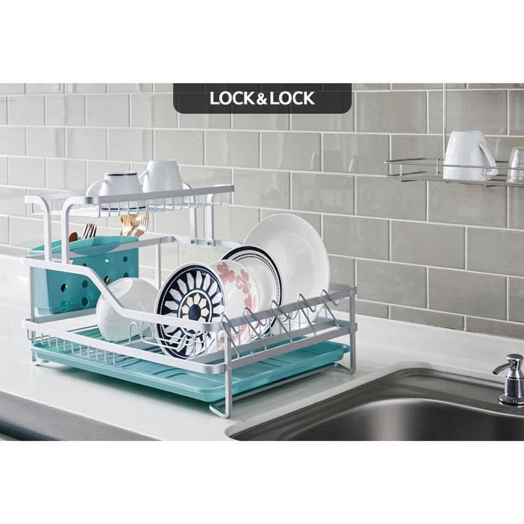 Kệ bát đĩa 2 tầng Lock&Lock bằng nhôm 2-Tier Aluminum Dish Rack LDR204 - giá để bát đĩa